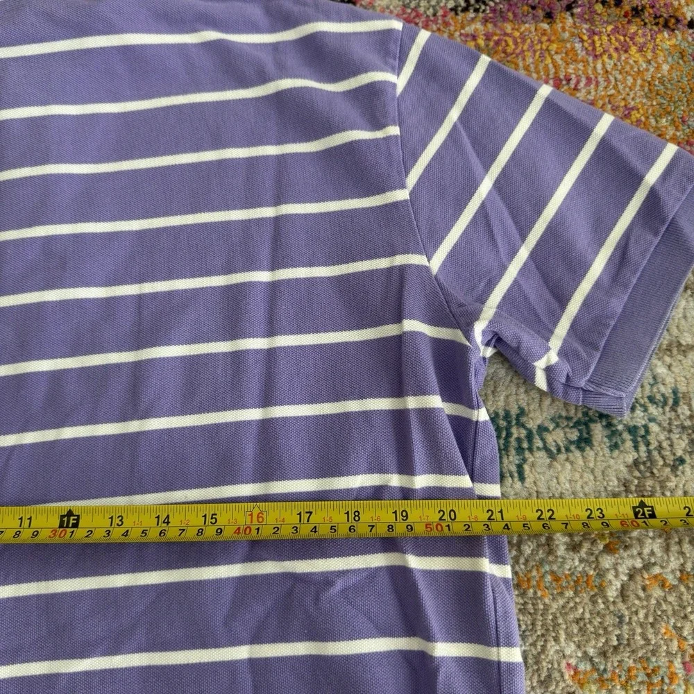 Vintage Y2K Polo Ralph Lauren Striped Polo Shirt Large Purple White Green Pony